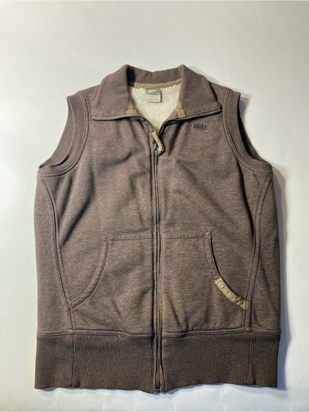 Nike Brown Sleeveless Zip-Up Vest